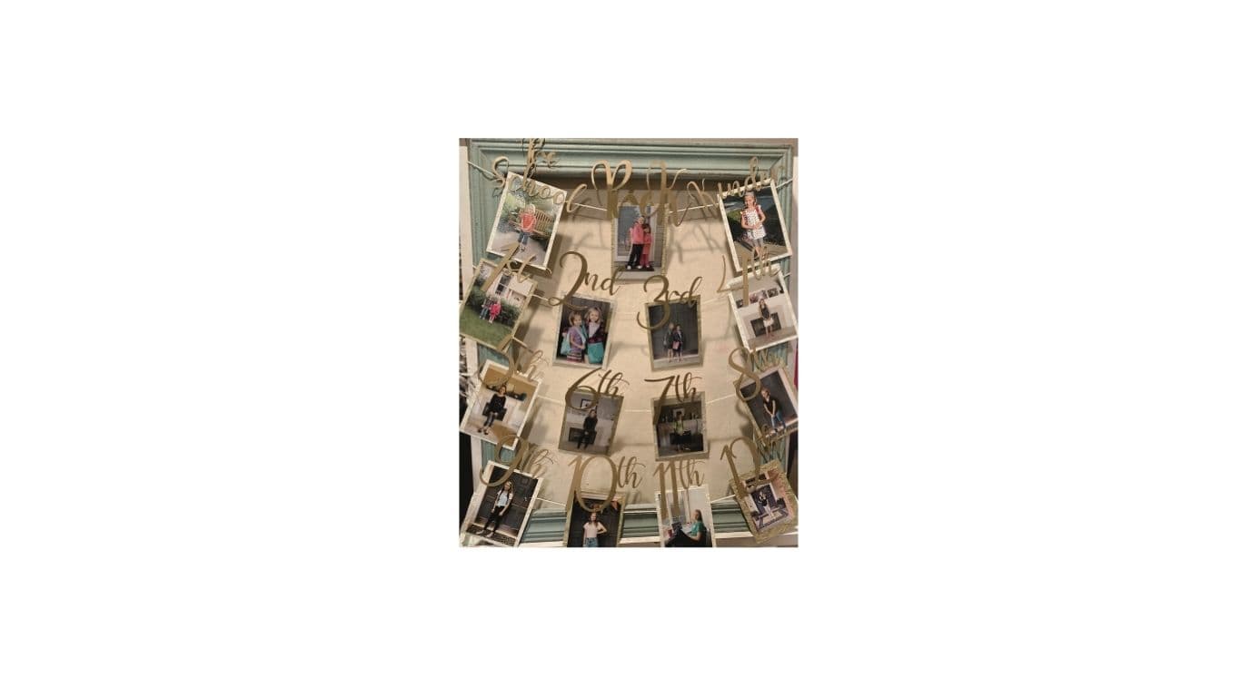 School years photo display board styled by Elevated Creations for a graduation party