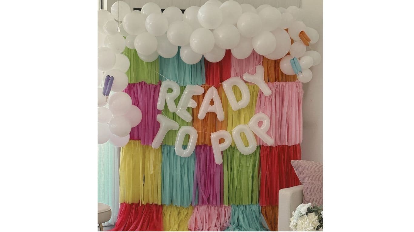 Ready to Pop baby shower backdrop