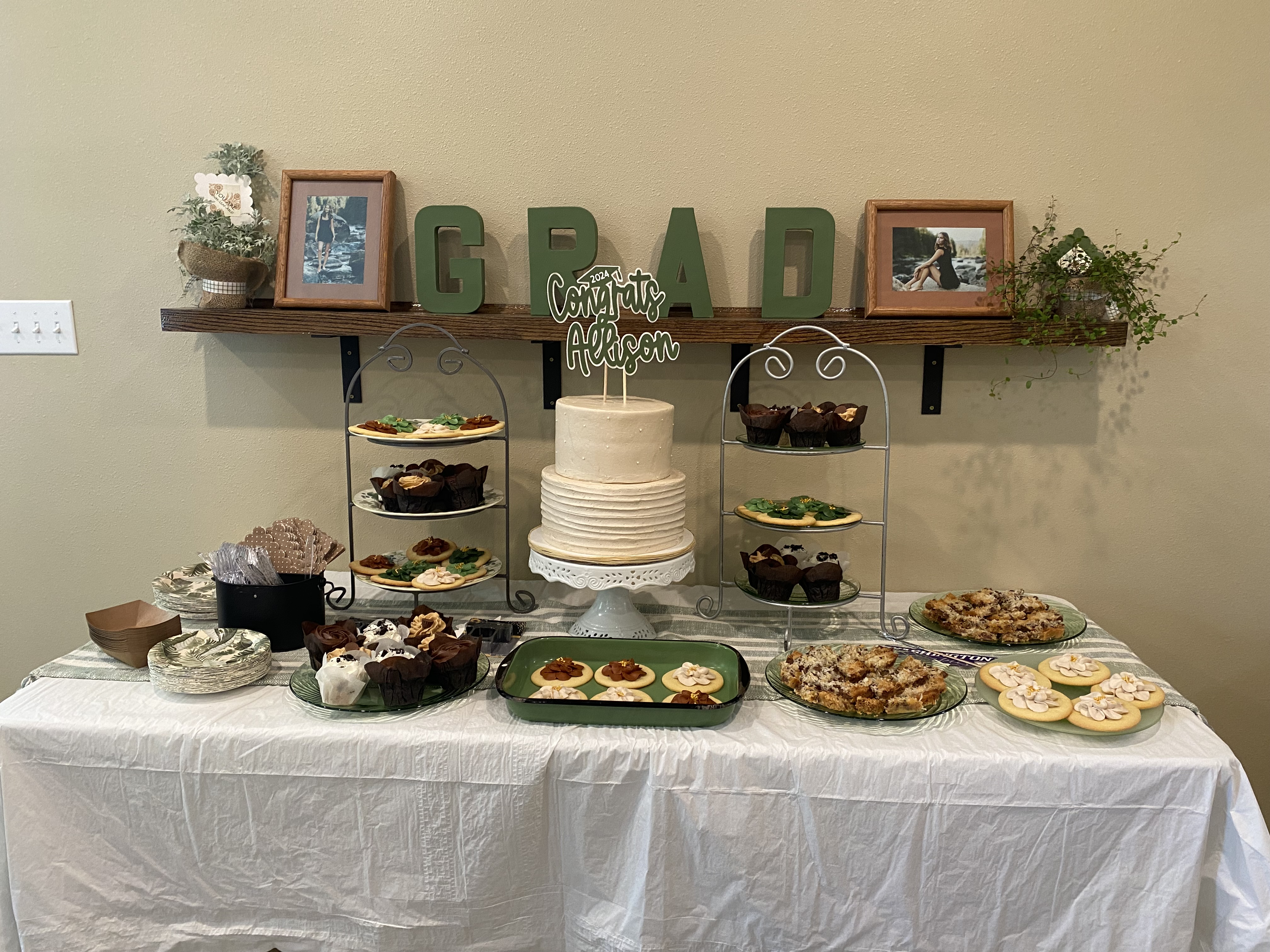 Graduation party dessert table styled by Elevated Creations